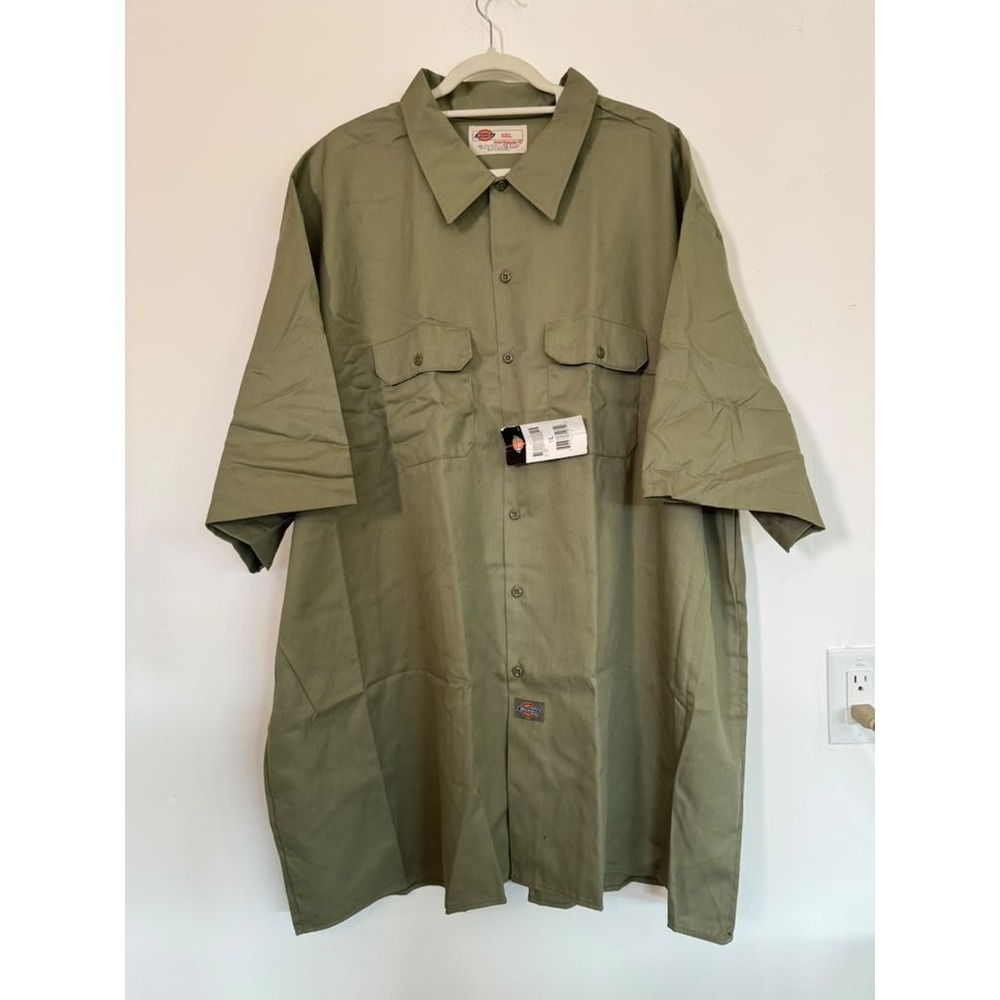 Dickies Men's Plus Sz 5XL Button Up Work Shirt Short Sleeves Dual Pocket Utility